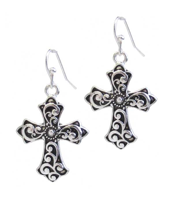 Fashion-Designer Silver-tone Cross Earrings