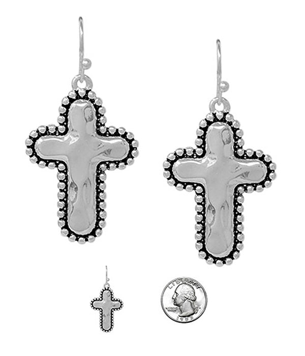 Fashion- Silver-Tone Hammered Cross