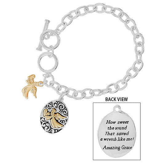 Fashionable Inspiration Angel Charm Toggle Bracelet - Amazing Grace