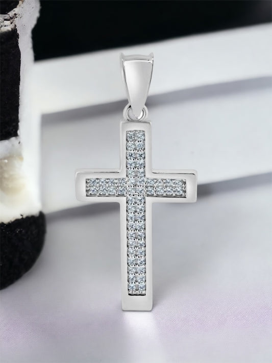 .925 Sterling Silver Cubic Zirconia Cross