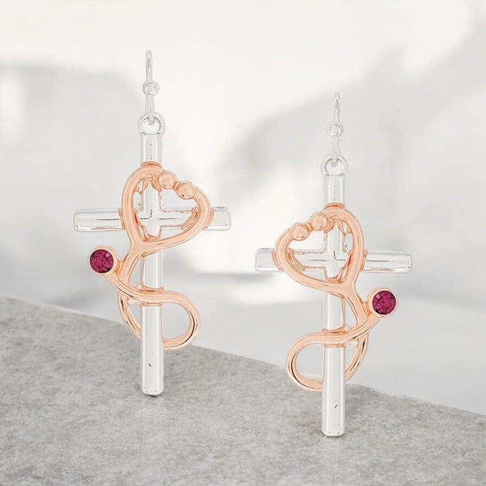 Fashion-Doctor/Nurse Theme Stethoscope & Cross Earrings